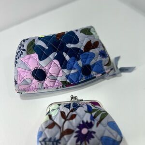 Vera Bradley Floral Cosmetic Bag Set - Blue and Pink